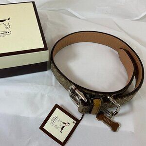 NWT Coach Brown Jaquard Dog collar Size Large Fits 17"-21" Neck